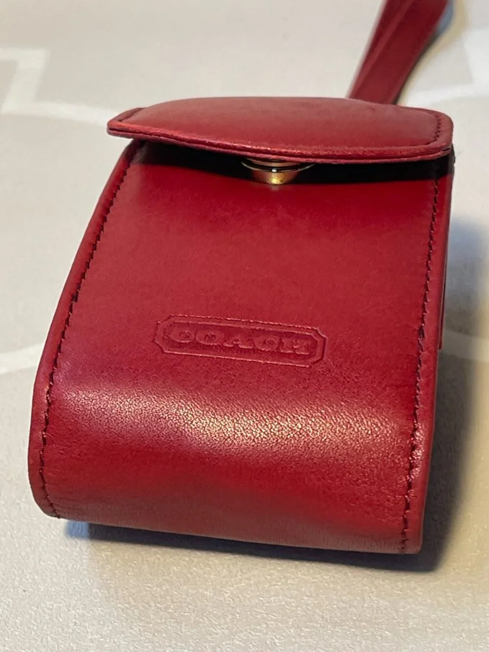 Coach Vintage 90s Burgundy Leather Cell Phone Belt Case | Wristlet Pouch